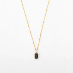 Emerald Cut Blue Sapphire Wisp Necklace