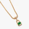 Emerald Cut Emerald & Pavé Diamond Bail Box Chain Necklace