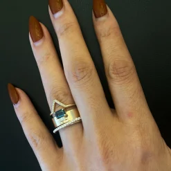 Emerald Cut Sapphire and Baguette-Cut Diamond Bricolage Ring