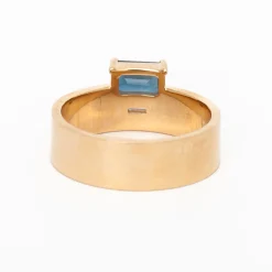 Emerald Cut Sapphire and Baguette-Cut Diamond Bricolage Ring