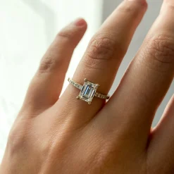 Emerald-cut Diamond Canopy Pavé Solitaire