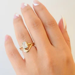 Emerald-Cut Diamond Wisp Ring