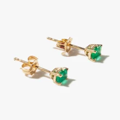 Emerald-Cut Emerald Studs