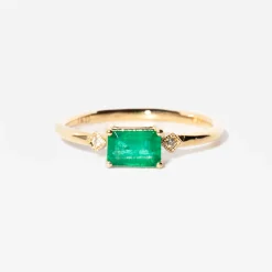 Emerald-Cut Gemstone Square Deco Ring