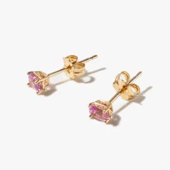 Emerald-Cut Pink Sapphire Studs