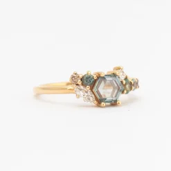 Exclusive Orbital Hex Blue Sapphire Cluster Ring