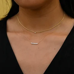 Extra Small Curb Chain Bezel Diamond Necklace