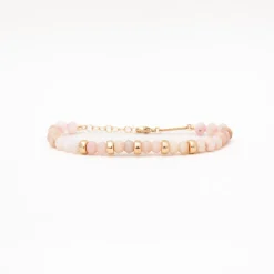 Faceted Pink Opal Rondelle Bead Bracelet