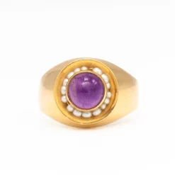 Finnish Amethyst & Seed Pearl Cocktail Ring 1965