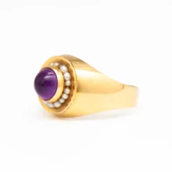 Finnish Amethyst & Seed Pearl Cocktail Ring 1965