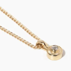 Fluted Bezel Diamond Pendant Necklace