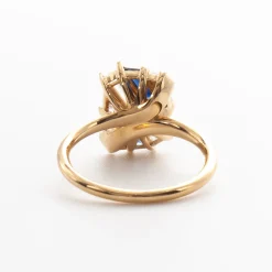 Geometric Lab-Grown Diamond & Sapphire Slash Engagement Ring