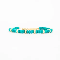 Gold & Turquoise Rondelle Bead Bracelet