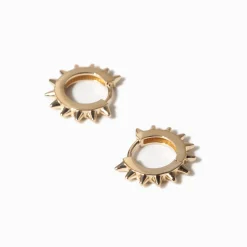Gold Spiked Hinged Huggie Hoops