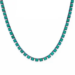 Green Onyx Mini Tile Riviere Necklace