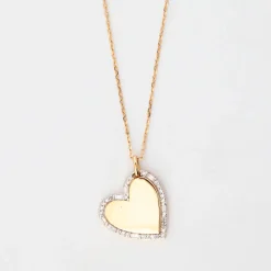Heart Pavé and Baguette Dog Tag Necklace