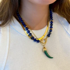 Il Leone Piccolo Malachite Lion's Tooth Necklace