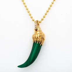 Il Leone Piccolo Malachite Lion's Tooth Necklace