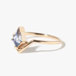 Kite Cut Blue Sapphire Nestled Ring