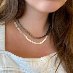 Labradorite Small Scallop Riviere Necklace