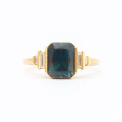 Lagoon Teal Sapphire & Diamond Ring