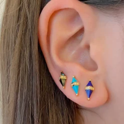 Lapis & Diamond Pietra Studs