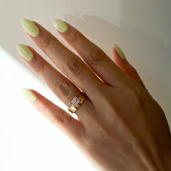 Large Horizontal Emerald-Cut Diamond Monolith Ring