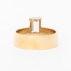 Large Vertical Emerald-Cut Diamond Monolith Ring