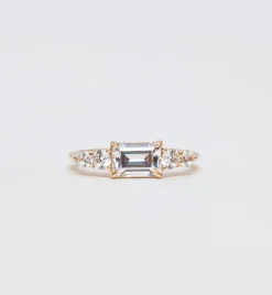 Large White Diamond Five Stone Bea Ring