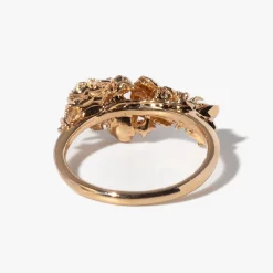 Lotus with Lily Pad, Peonies, & Diamond Dewdrops on Eos Garden Ring