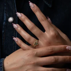 Medium Princess Cut Seafoam Tourmaline Nestled Ring