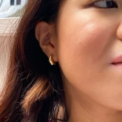 Medium Wide Bamboo Hoop Earrings