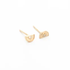 Mini Half Moon Luna Diamond Stud Earrings