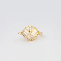 Mirrored Cluster Ring with Asscher Cut Diamond