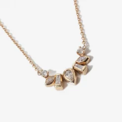 Mixed Diamond Bezel Curve Necklace