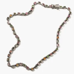 Multi Tourmaline Mini Deco-Tile Rivière Necklace