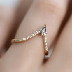 Nesting Kite Diamond Wedding Ring with a Pave Diamond Band