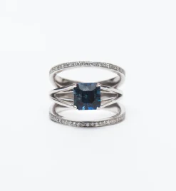 Nigerian Sapphire Centered & Acute Ring Set