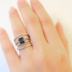 Nigerian Sapphire Centered & Acute Ring Set