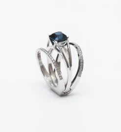 Nigerian Sapphire Centered & Acute Ring Set
