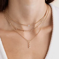 Nine Prong Diamond Small Box Chain Necklace