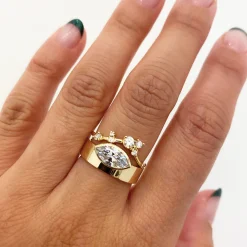 Organic Triangle Brilliant Cut Diamond Ring