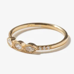 Oval Diamond Triplet Equilibrium Ring