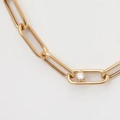 Paperclip Link Station with Diamond Necklace