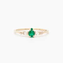 Pear Emerald Bellatrix Ring