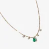 Pear Emerald Pendant & Dangling Diamonds Tube Bar Chain Necklace