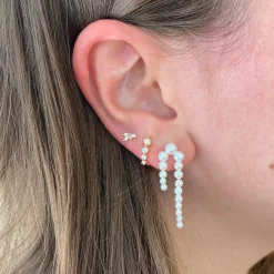 Pearl & Diamond J Hoops