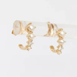Pearl & Diamond J Hoops