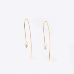 Pearl and Diamond Wire Earrings