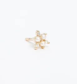 Pearl Diamond Snowflake Stud